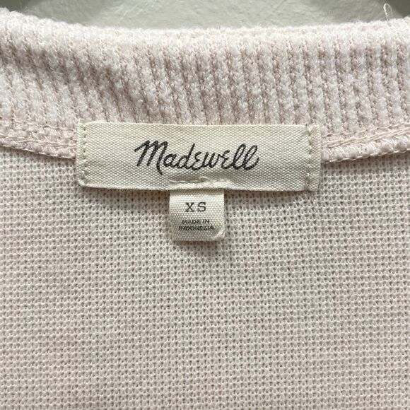 Madewell Ottoman Rib Cardigan Top Bleached Linen - Size: XS - Picture 3 of 10